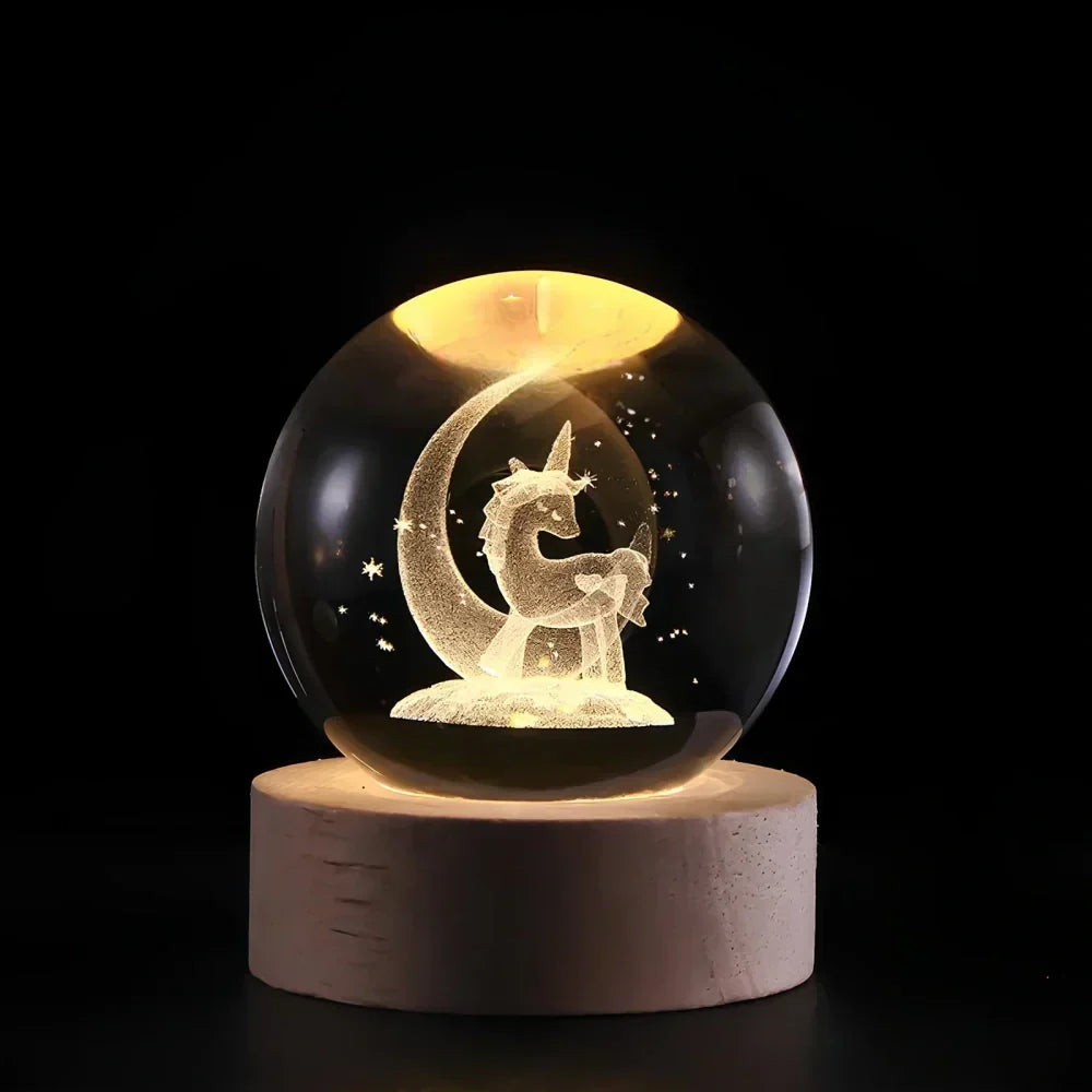 3D Engraved Crystal Sphere – Home Décor, Gift