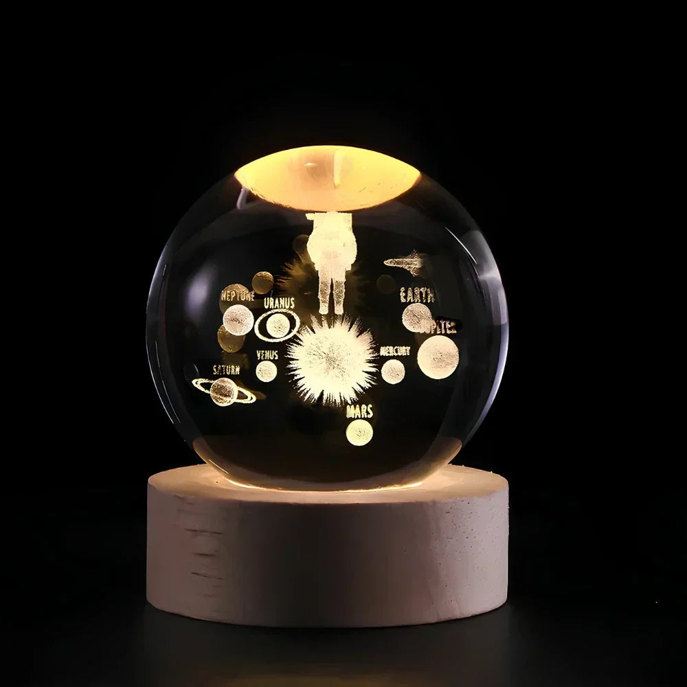 3D Engraved Crystal Sphere – Home Décor, Gift