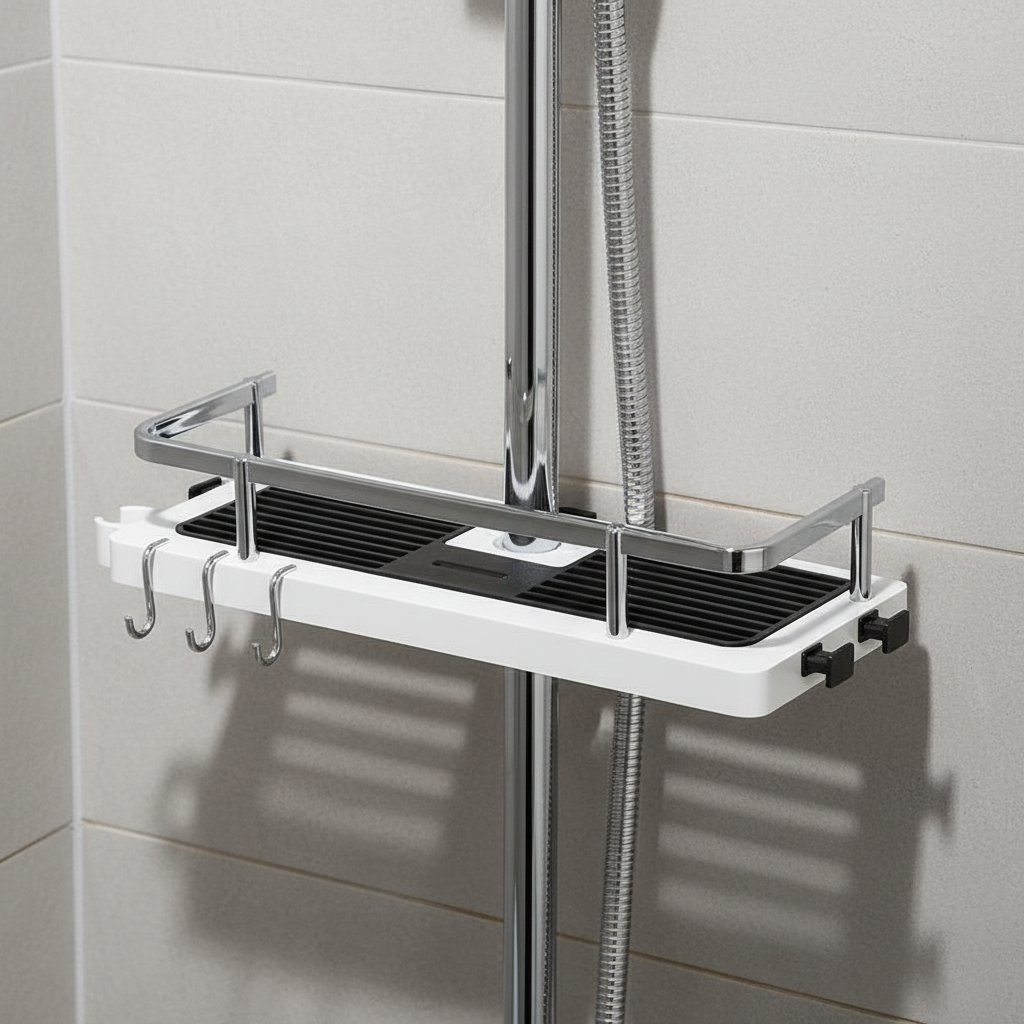 Adjustable Shower Shelf – Space-Saving Bathroom Organizer, Easy Installation