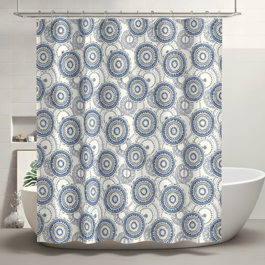 Fabric Shower Curtain with Plastic Hooks – Bathroom, Home Décor