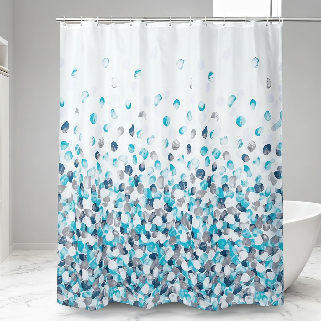 Fabric Shower Curtain with Plastic Hooks – Bathroom, Home Décor