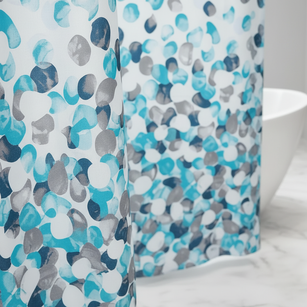 Fabric Shower Curtain with Plastic Hooks – Bathroom, Home Décor