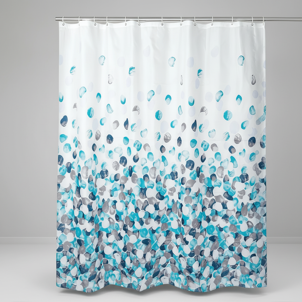 Fabric Shower Curtain with Plastic Hooks – Bathroom, Home Décor