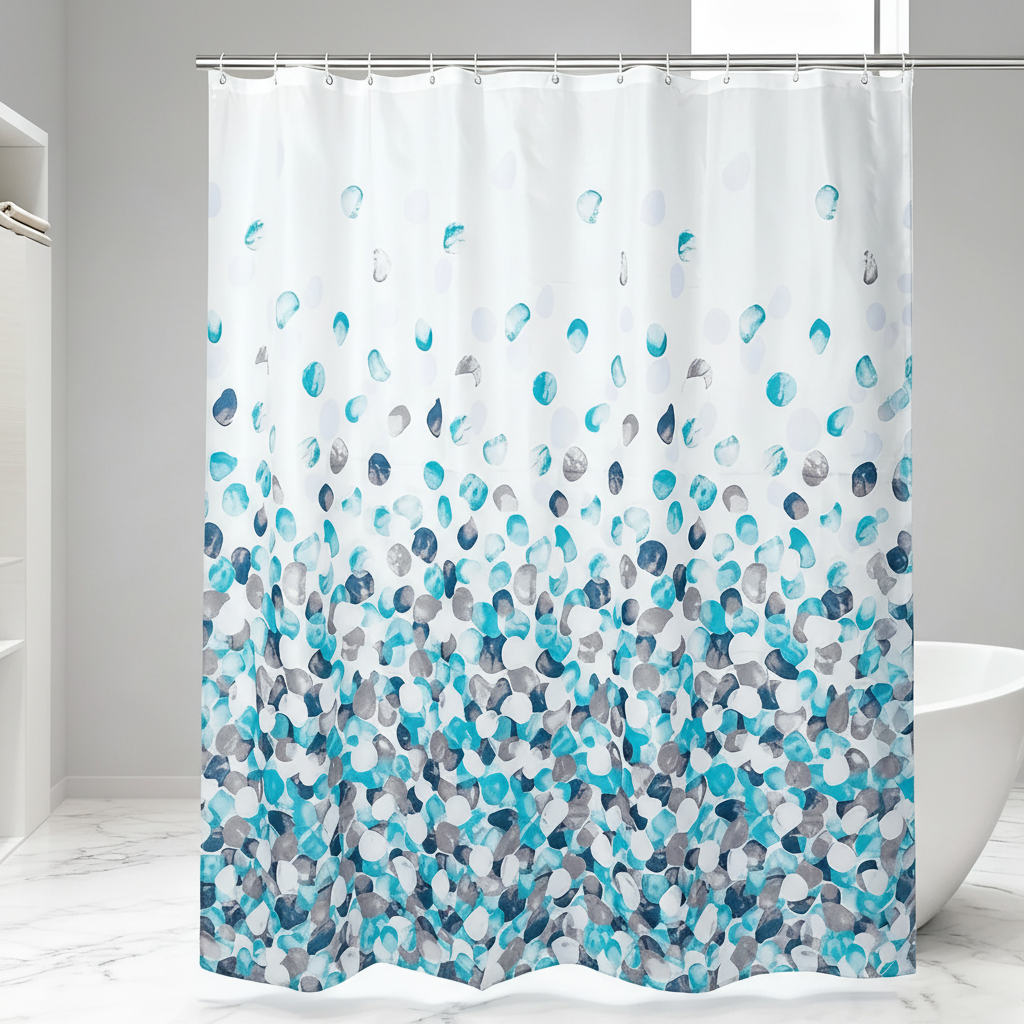 Fabric Shower Curtain with Plastic Hooks – Bathroom, Home Décor