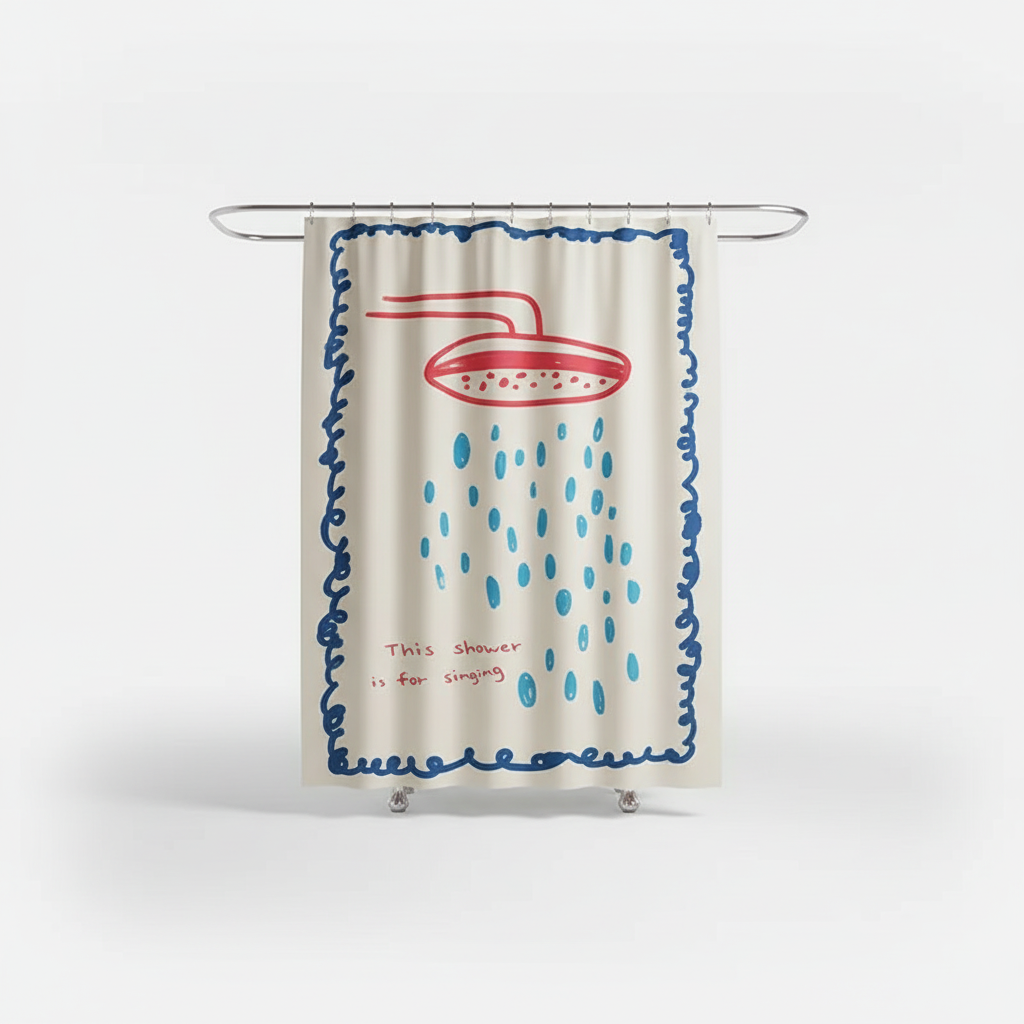 Korean Shower Curtain - Fabric, Water-Resistant – Bathroom, Home Decor