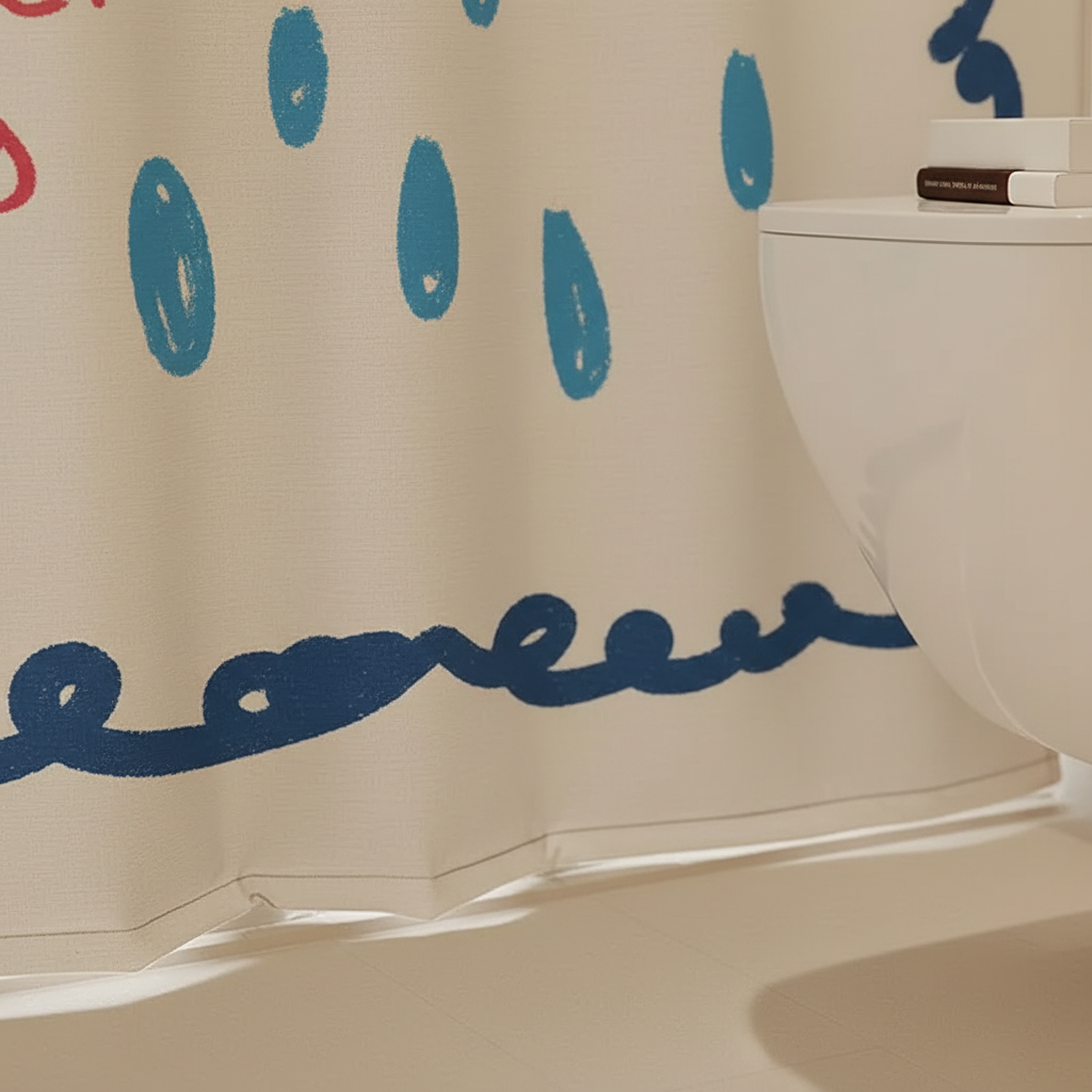 Korean Shower Curtain - Fabric, Water-Resistant – Bathroom, Home Decor