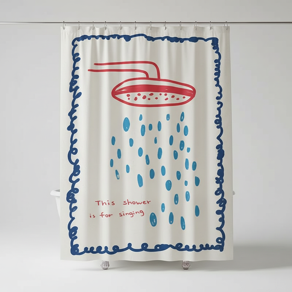 Korean Shower Curtain - Fabric, Water-Resistant – Bathroom, Home Decor