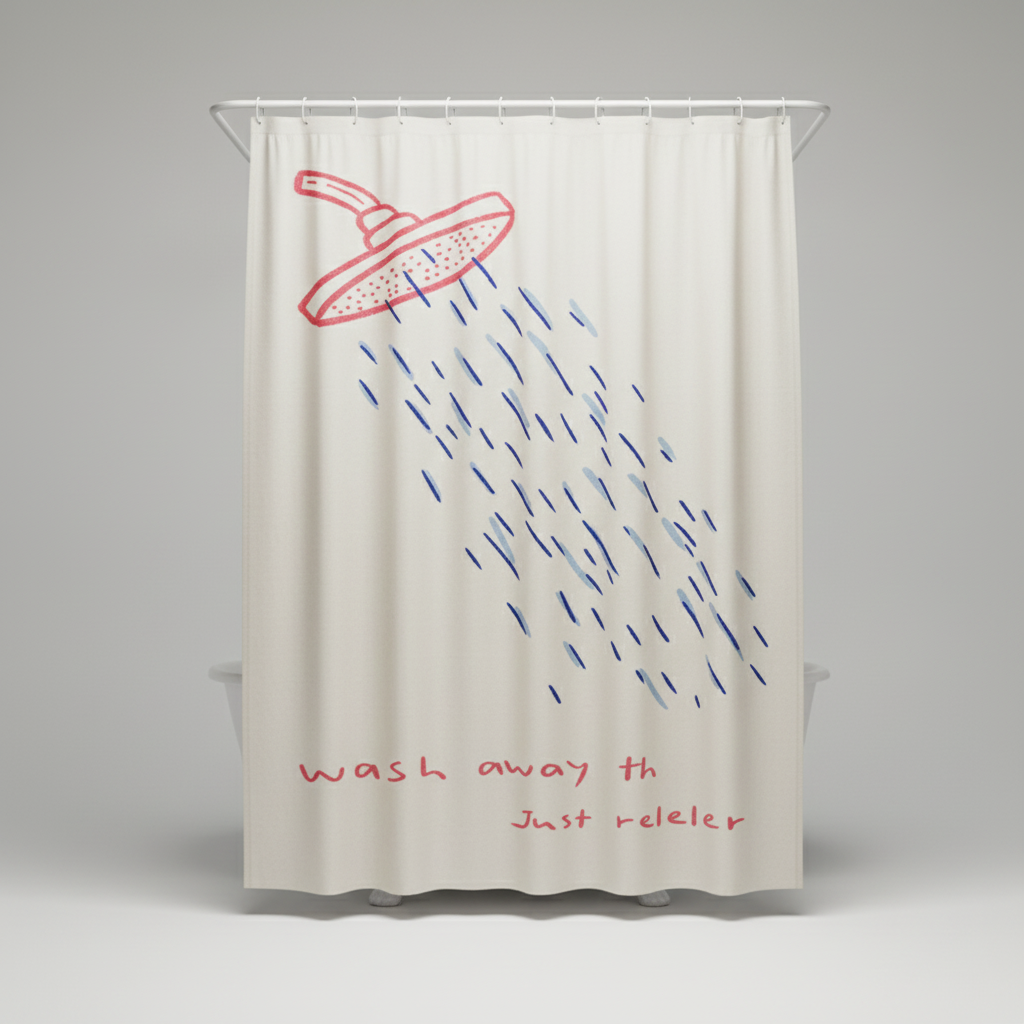Korean Shower Curtain - Fabric, Water-Resistant – Bathroom, Home Decor