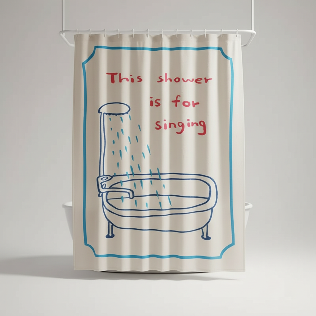 Korean Shower Curtain - Fabric, Water-Resistant – Bathroom, Home Decor