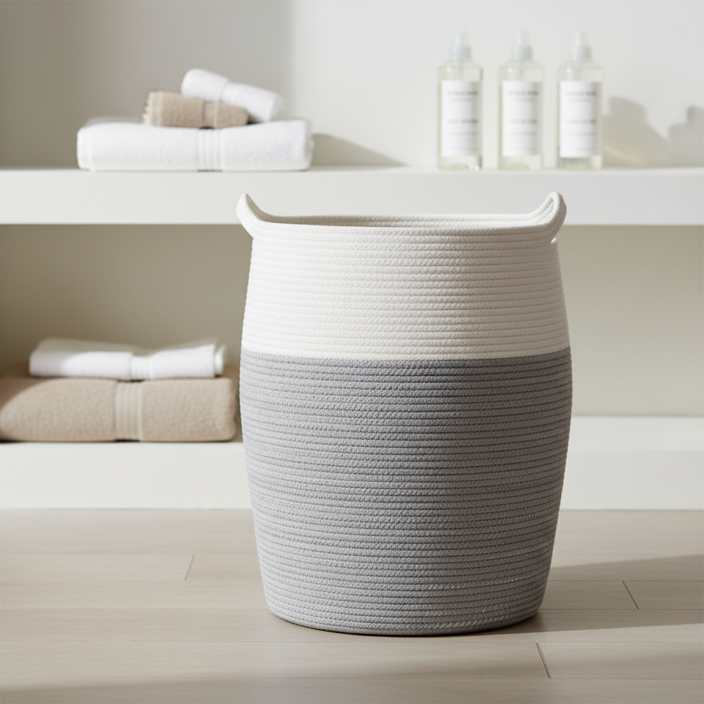 Large Woven Laundry Basket – Space-Saving, Home Organization