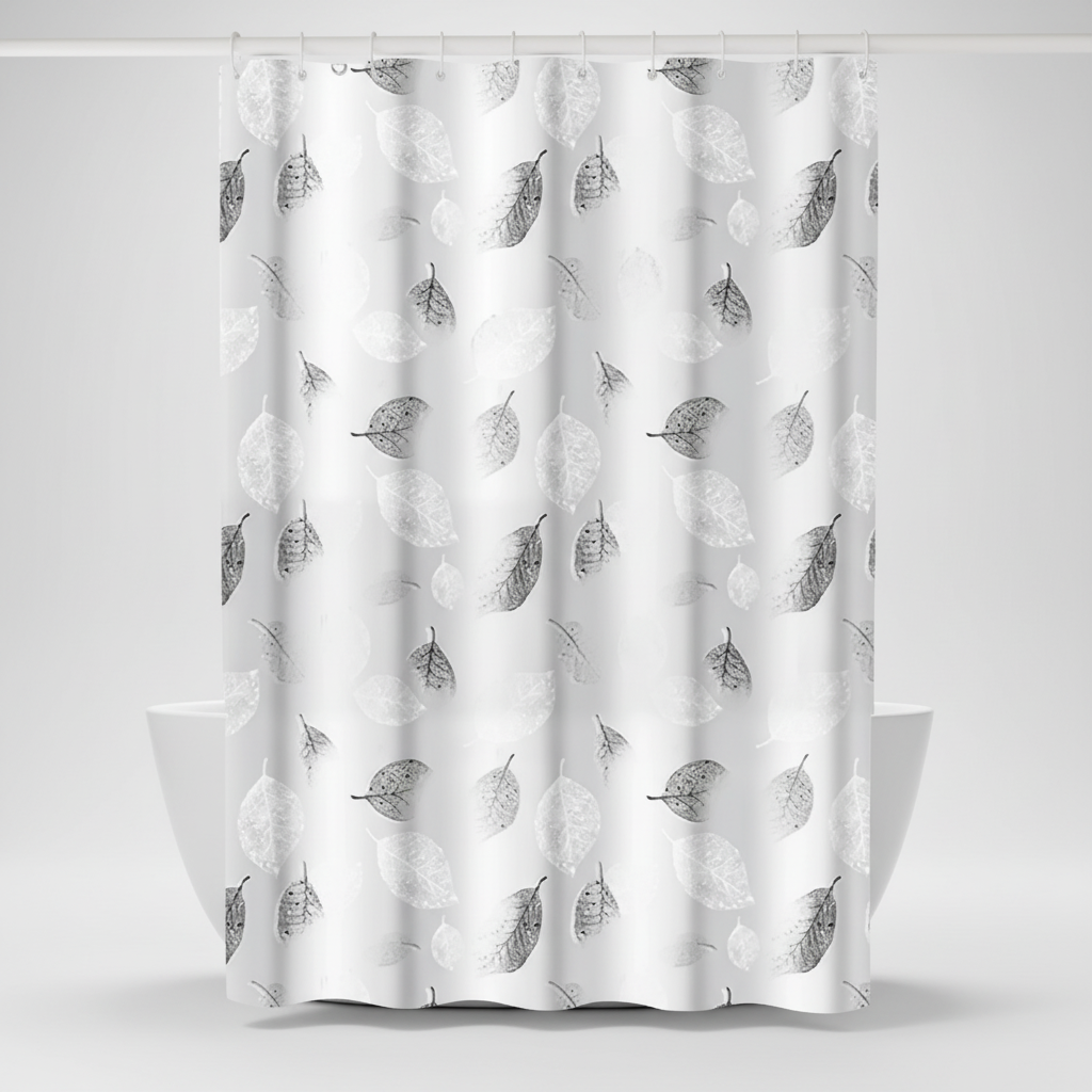 Light Shower Curtain with Hooks - Waterproof, Stylish Design – Bathroom, Home Decor