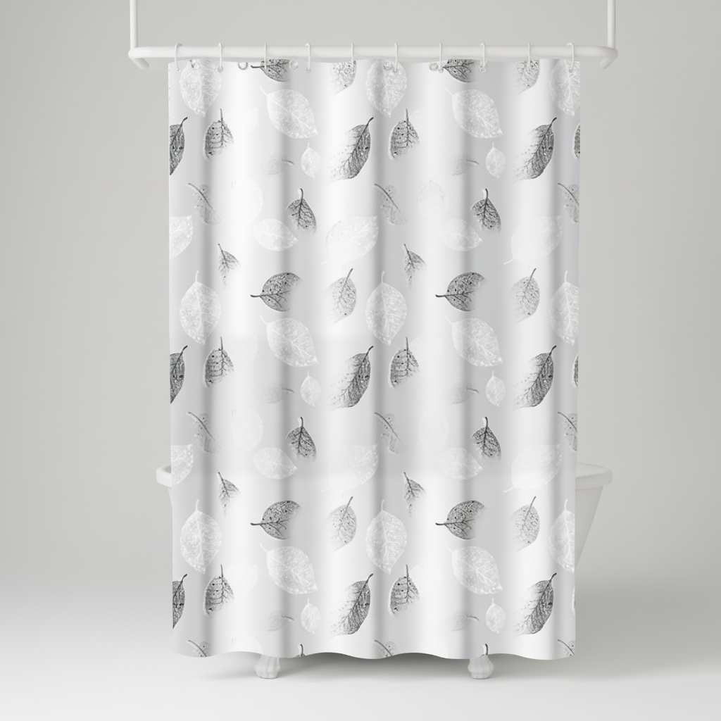 Light Shower Curtain with Hooks - Waterproof, Stylish Design – Bathroom, Home Decor