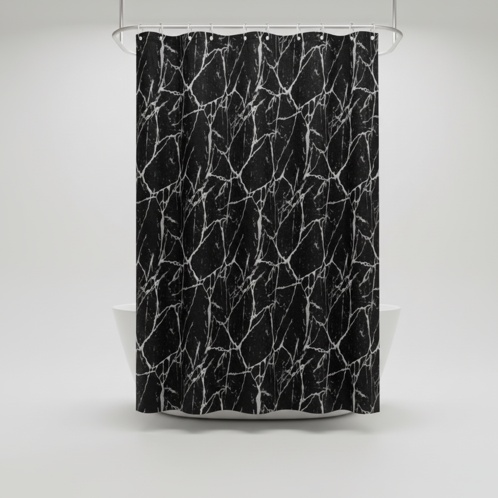 Marble Effect Shower Curtain – Bathroom Decor, Easy Clean