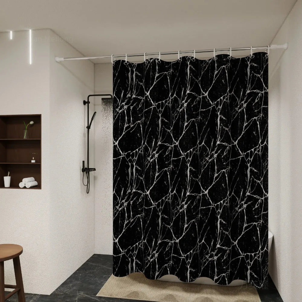 Marble Effect Shower Curtain – Bathroom Decor, Easy Clean