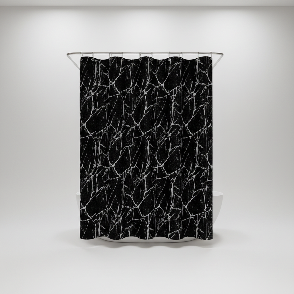 Marble Effect Shower Curtain – Bathroom Decor, Easy Clean