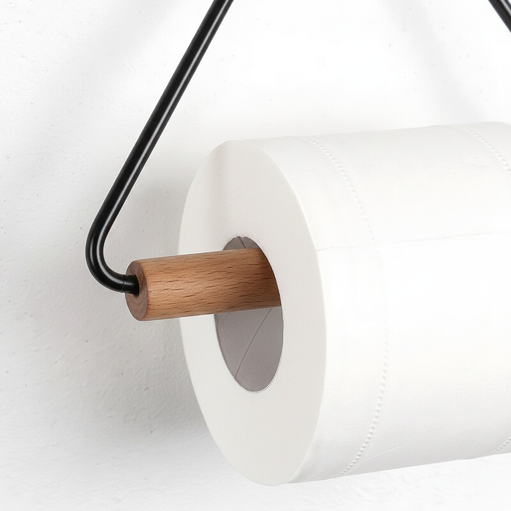 Minimalist Metal Wooden Holder Set – Bathroom Organization, Home Decor