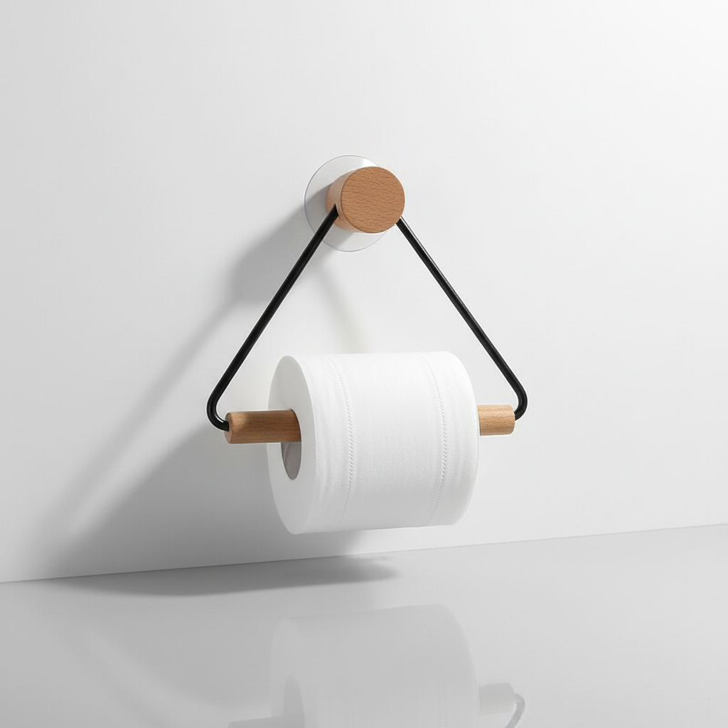 Minimalist Metal Wooden Holder Set – Bathroom Organization, Home Decor