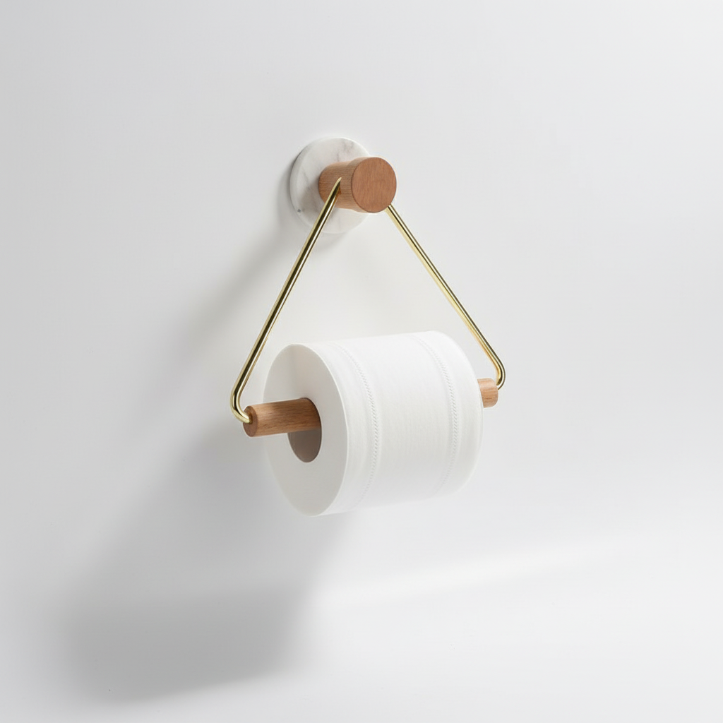 Minimalist Metal Wooden Holder Set – Bathroom Organization, Home Decor