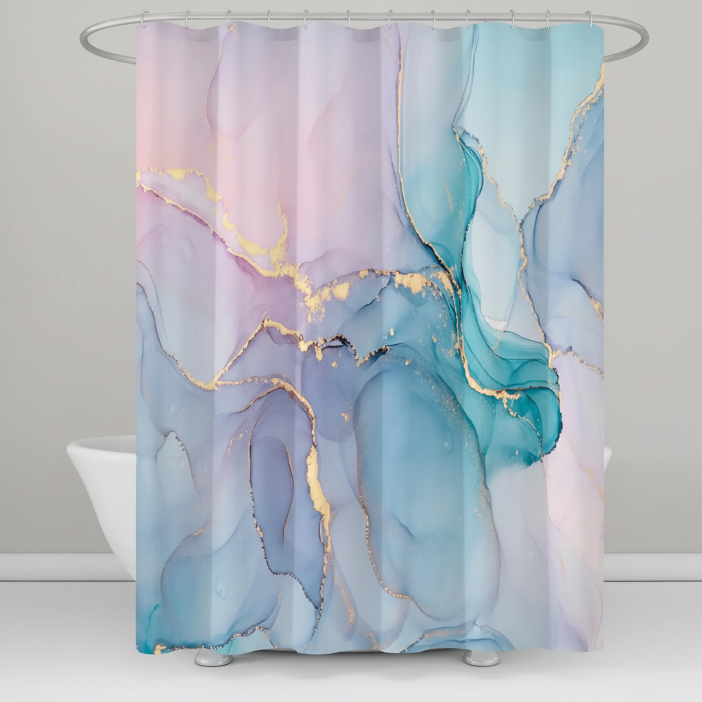 Modern Marbled Shower Curtain – Stylish Bathroom Decor, Home Upgrade