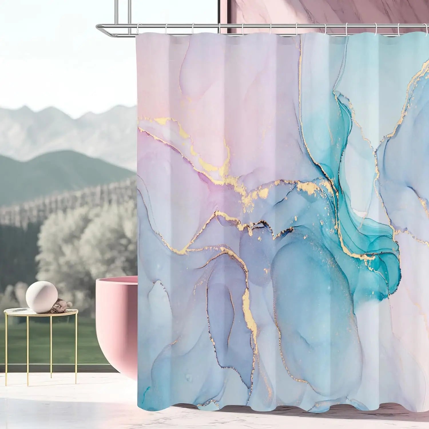 Modern Marbled Shower Curtain – Stylish Bathroom Decor, Home Upgrade
