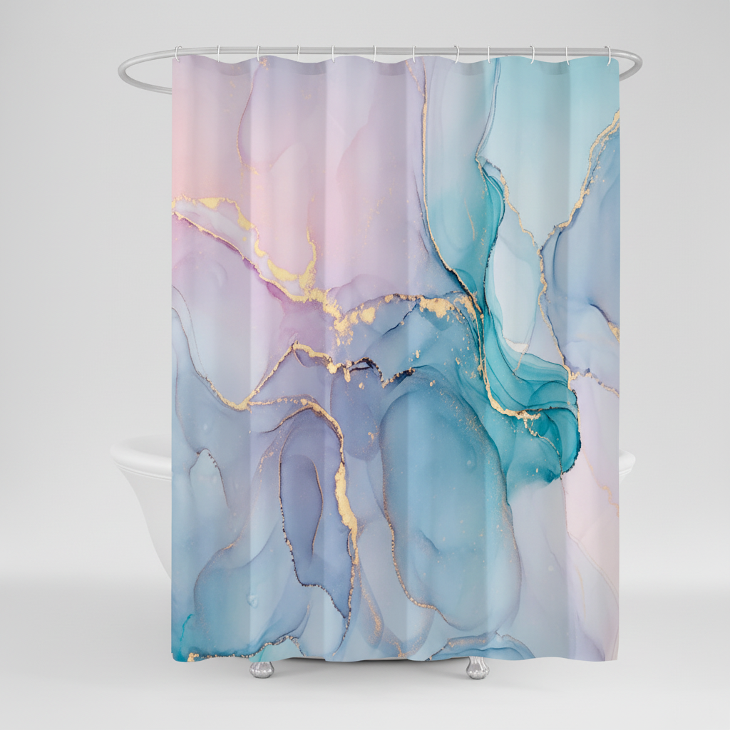 Modern Marbled Shower Curtain – Stylish Bathroom Decor, Home Upgrade