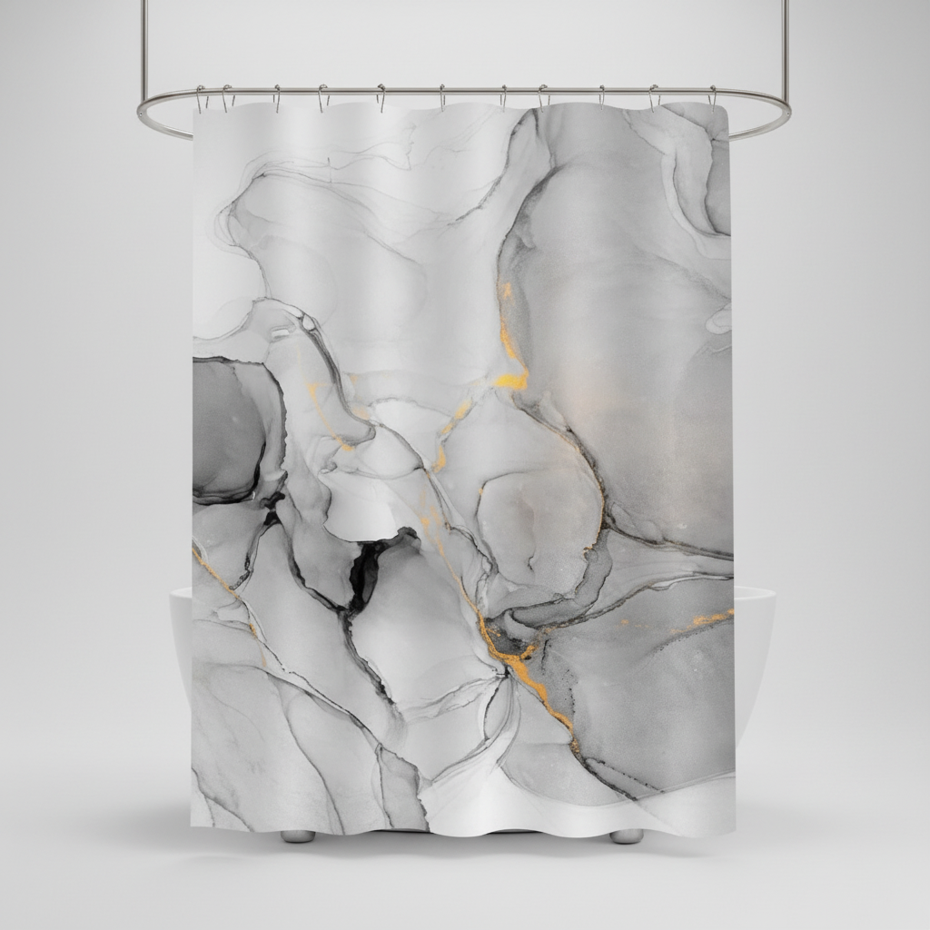 Modern Marbled Shower Curtain – Stylish Bathroom Decor, Home Upgrade