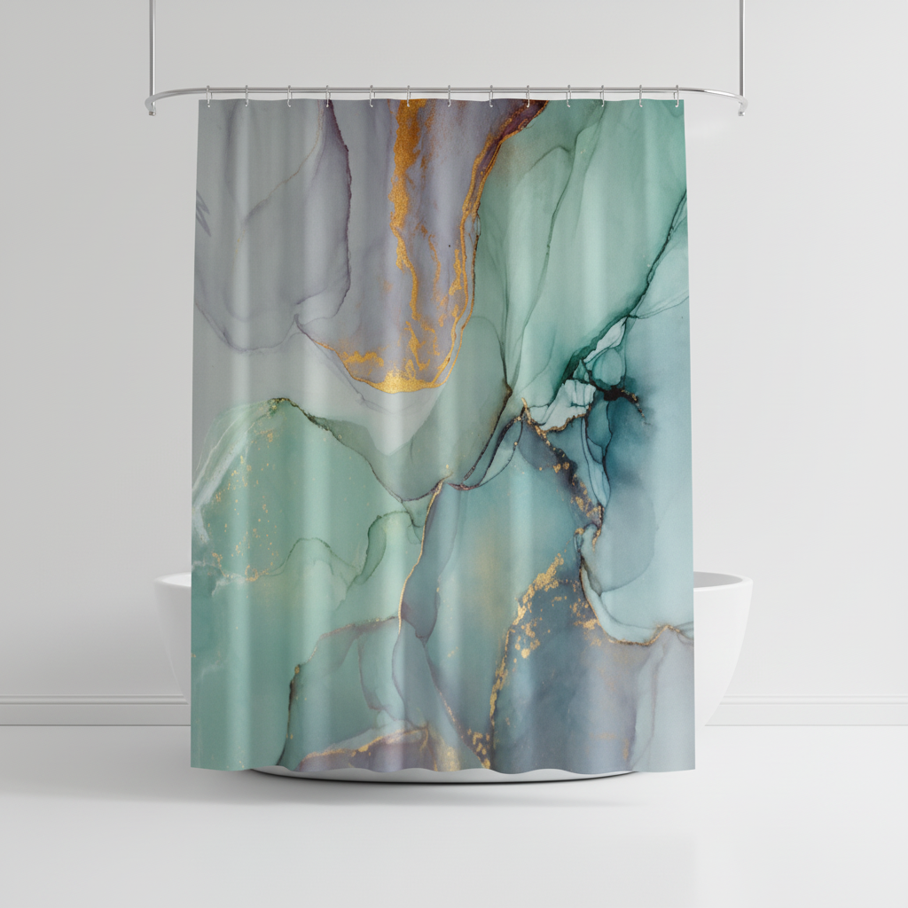 Modern Marbled Shower Curtain – Stylish Bathroom Decor, Home Upgrade