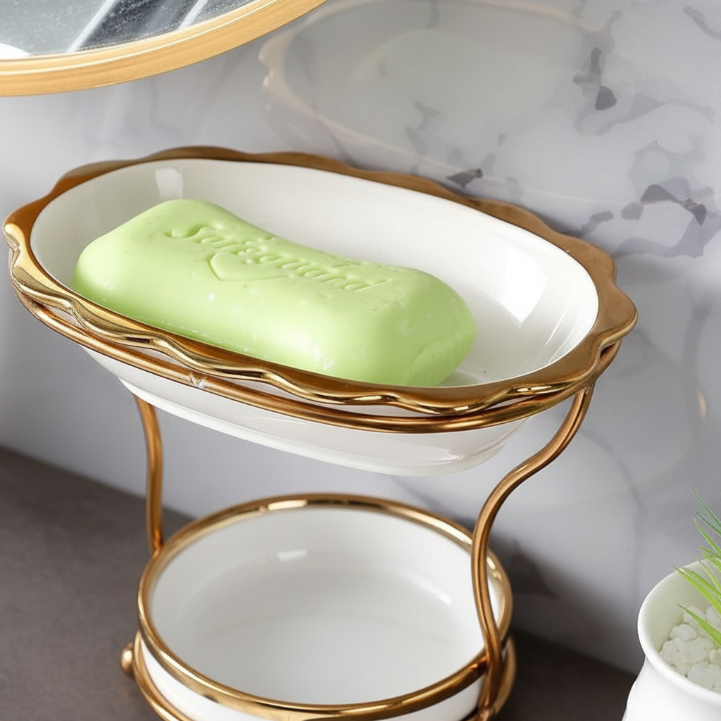 Raised Soap Dish Porcelain – Elegant Bathroom Storage, Home Decor
