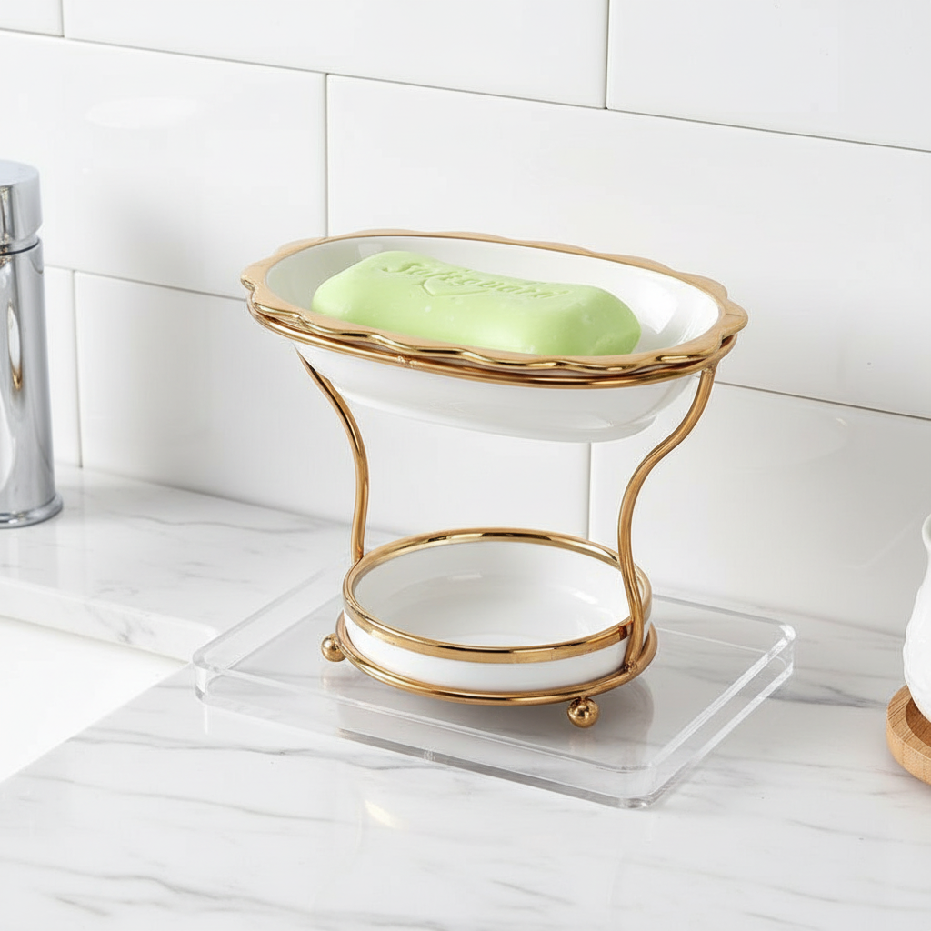 Raised Soap Dish Porcelain – Elegant Bathroom Storage, Home Decor