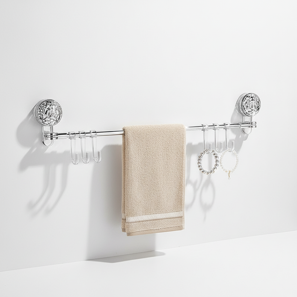 Retractable Wall Mount with Hooks – Space-Saving, Home Organization