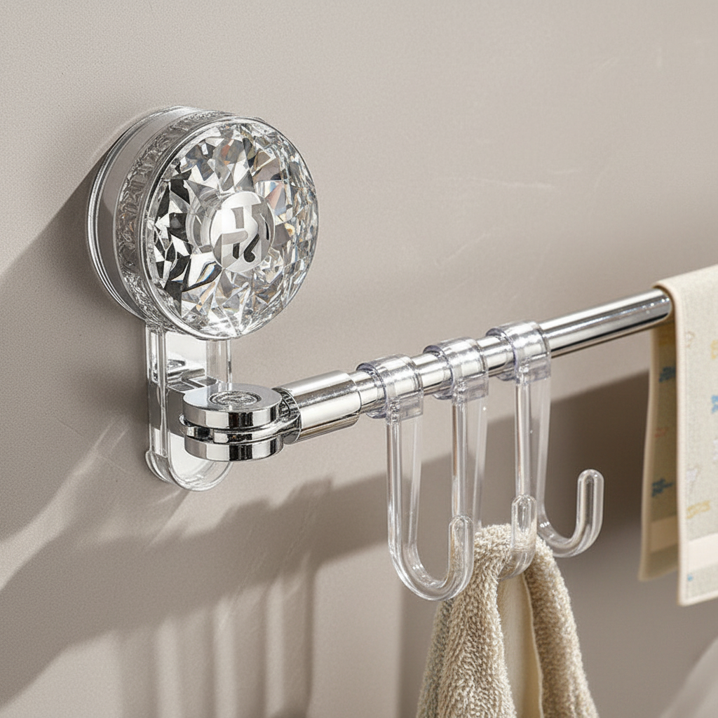 Retractable Wall Mount with Hooks – Space-Saving, Home Organization