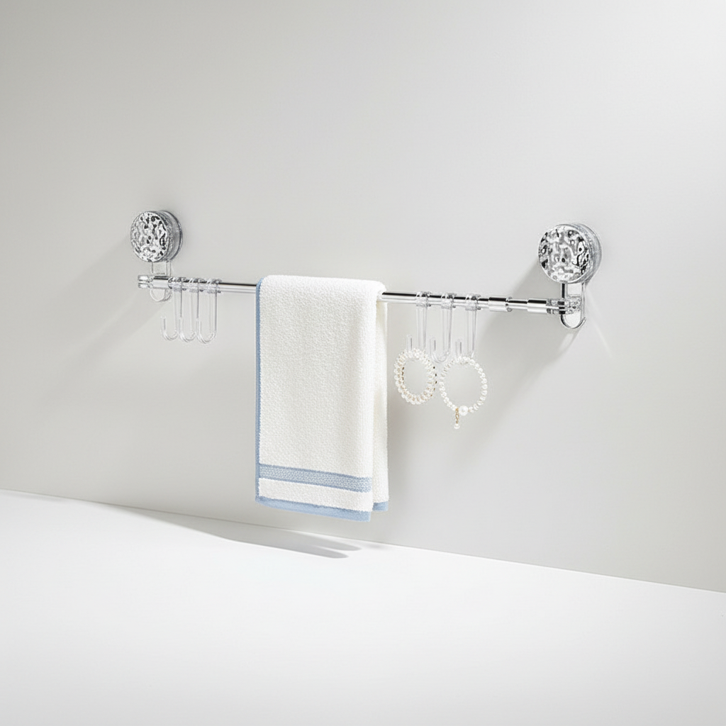 Retractable Wall Mount with Hooks – Space-Saving, Home Organization