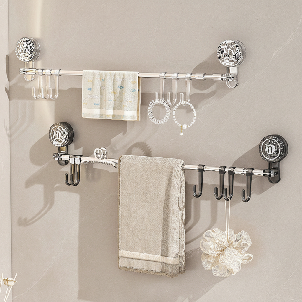 Retractable Wall Mount with Hooks – Space-Saving, Home Organization