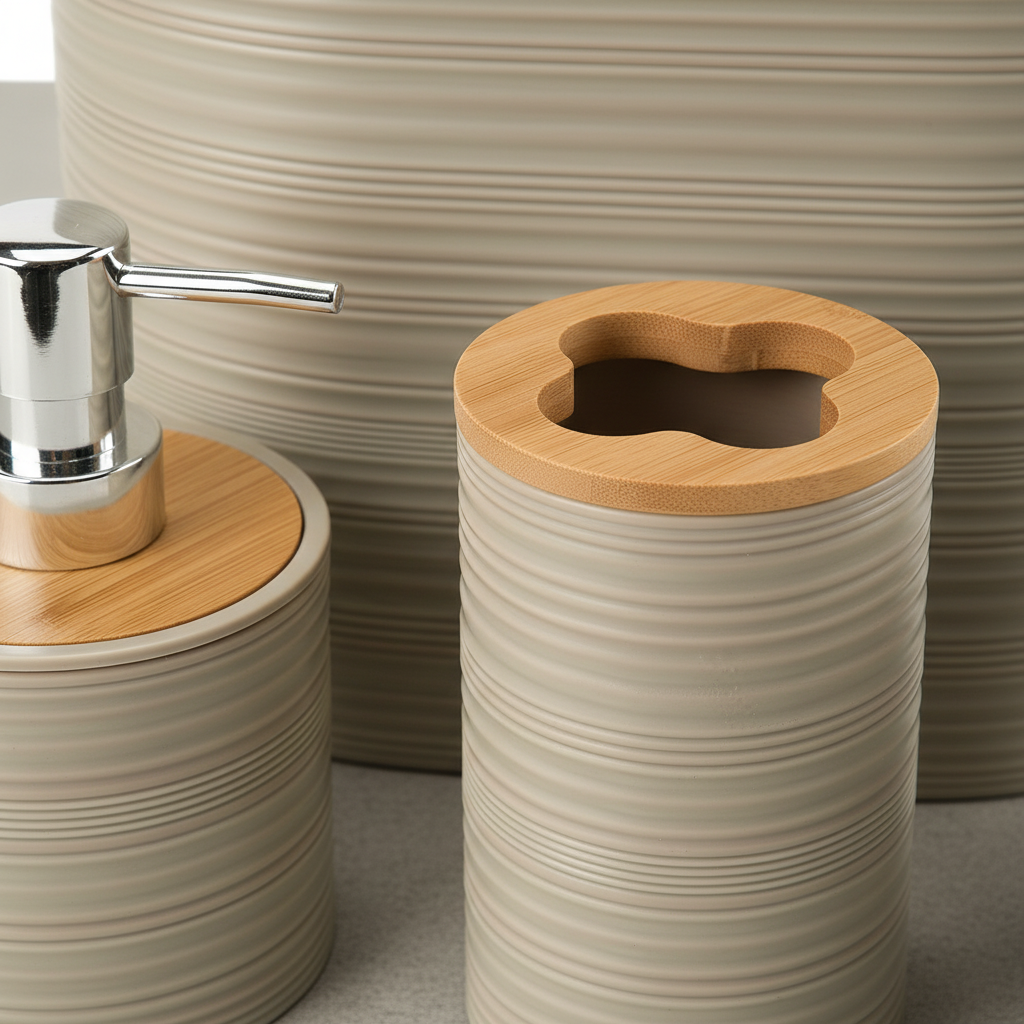 Six-Piece Bathroom Accessory Set – Modern Design, Home Organization