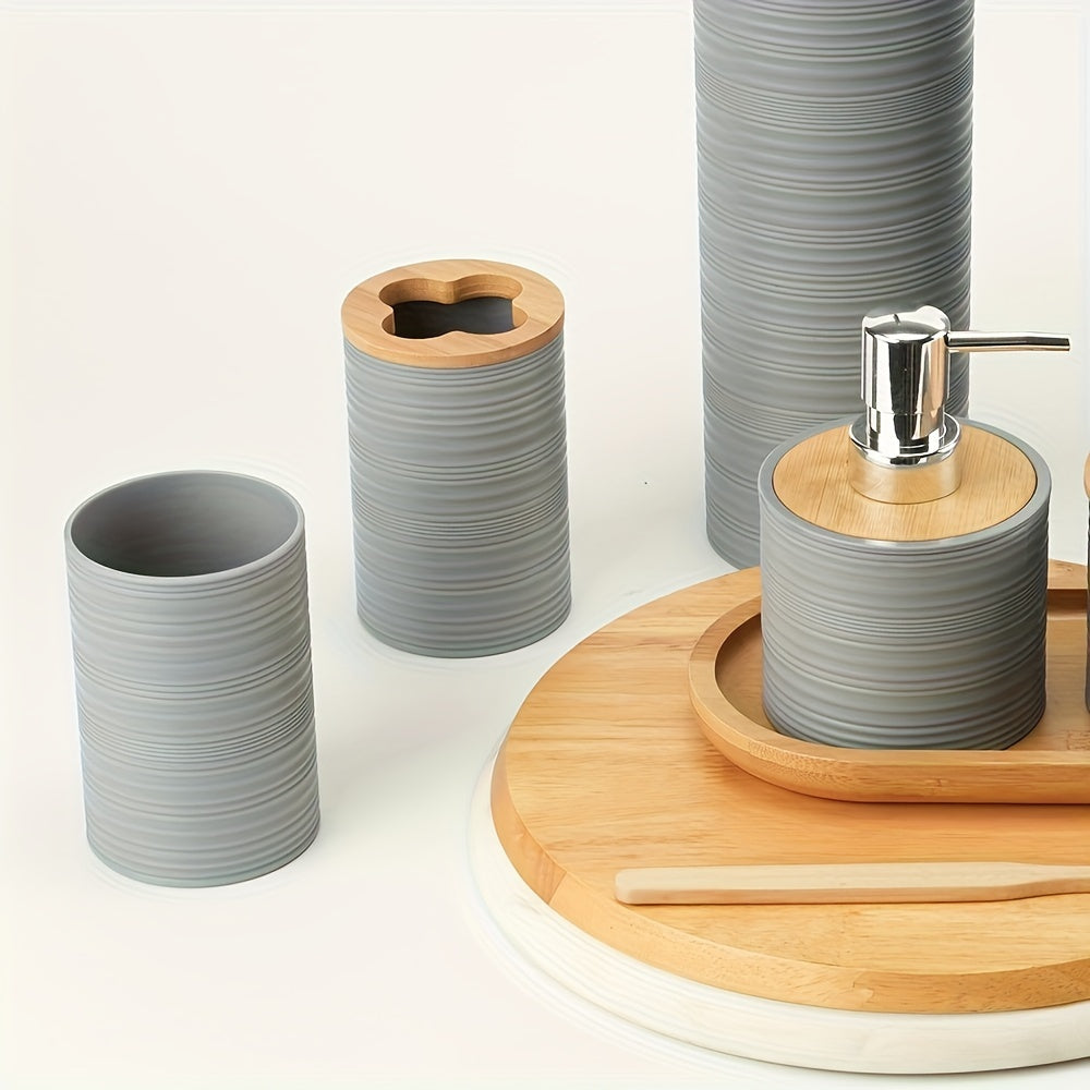 Six-Piece Bathroom Accessory Set – Modern Design, Home Organization