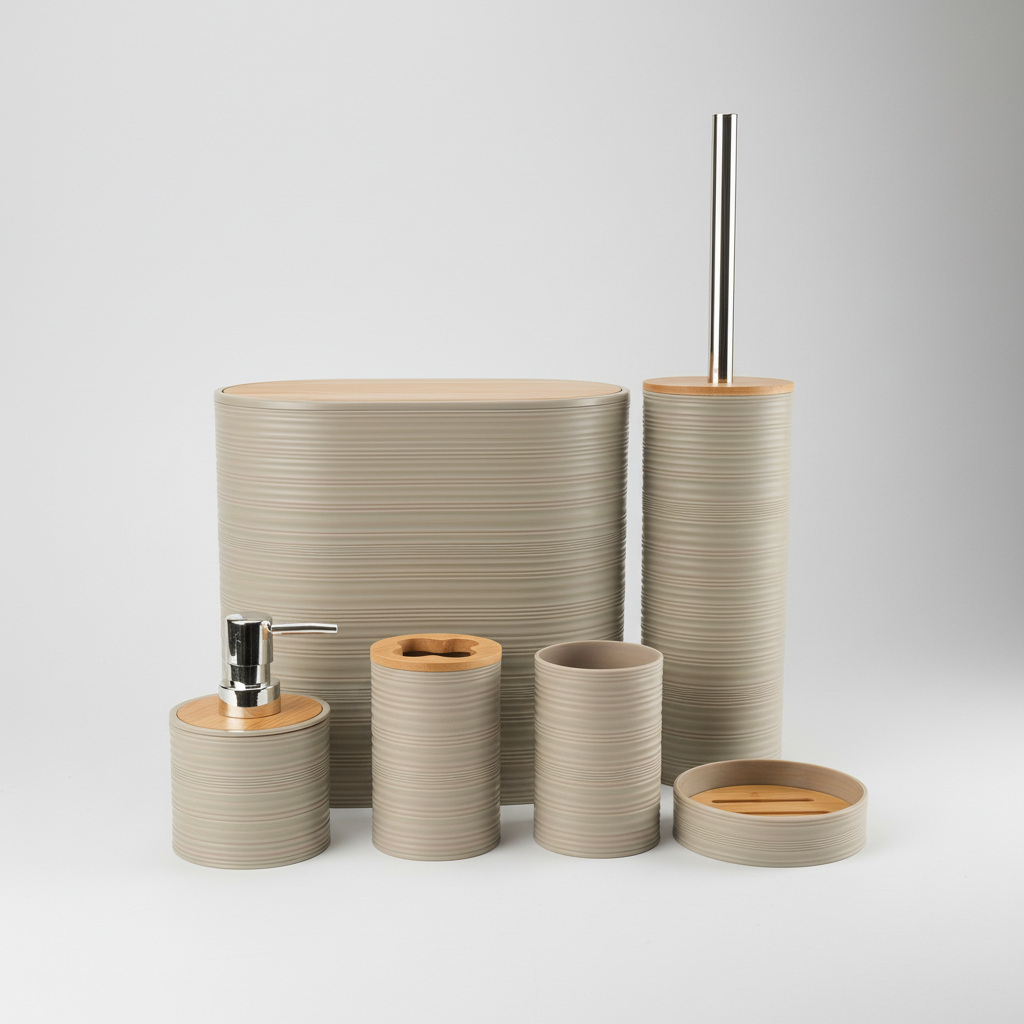 Six-Piece Bathroom Accessory Set – Modern Design, Home Organization