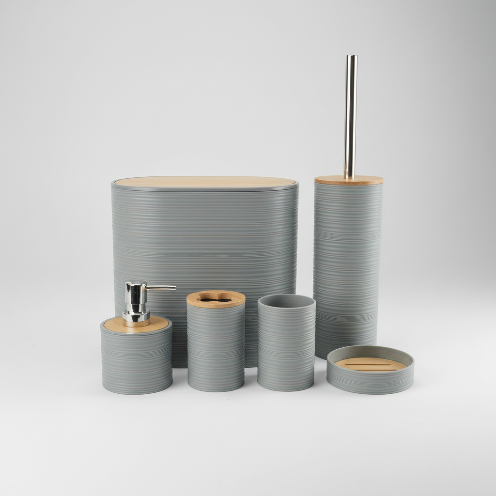 Six-Piece Bathroom Accessory Set – Modern Design, Home Organization