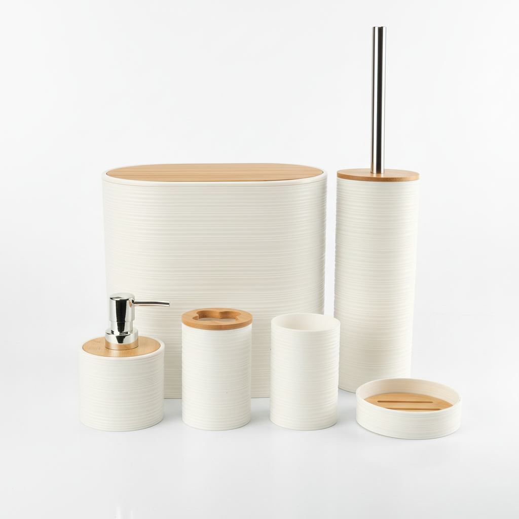 Six-Piece Bathroom Accessory Set – Modern Design, Home Organization