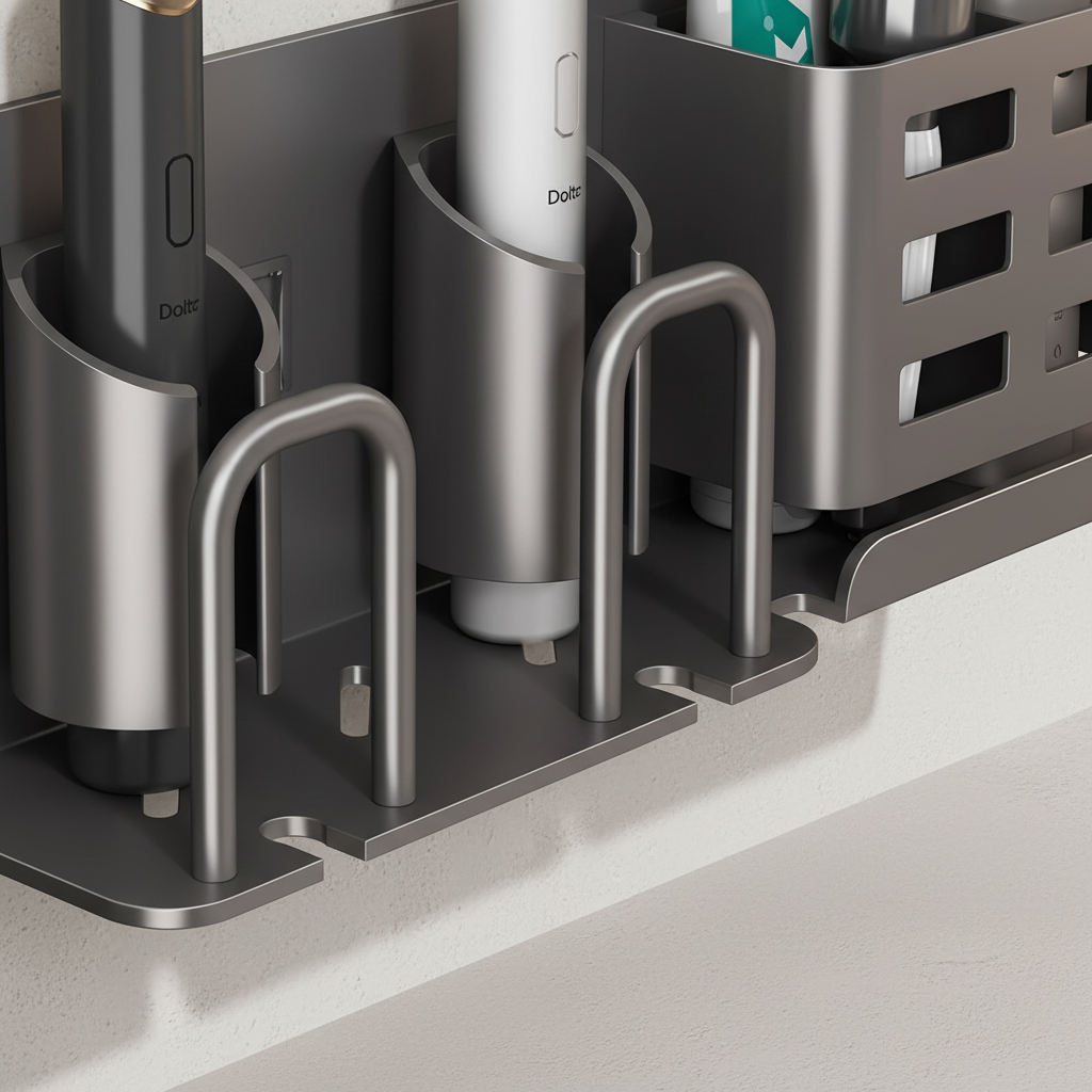 Wall-Mounted Aluminium Holder – Space-Saving, Home Organization