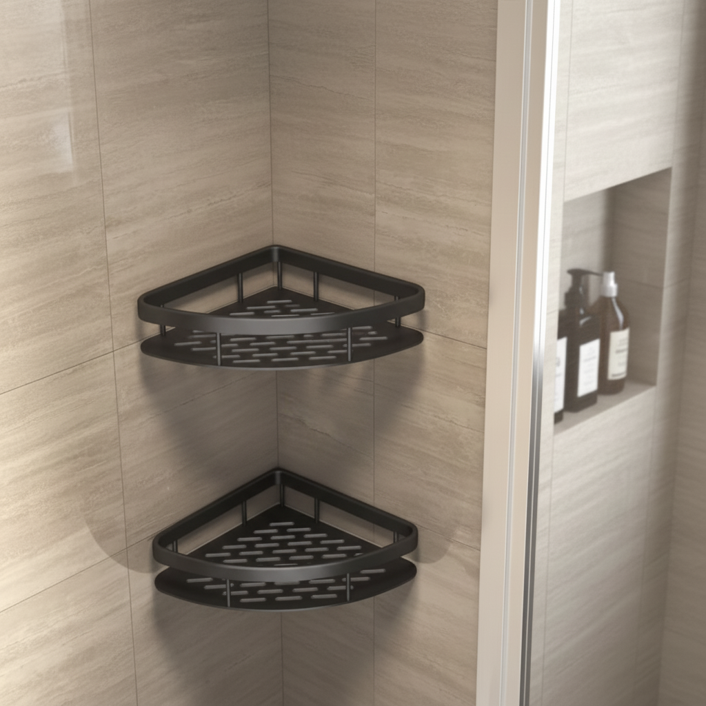 Wall-Mounted Corner Shelf Plastic – Space-Saving, Home Organization