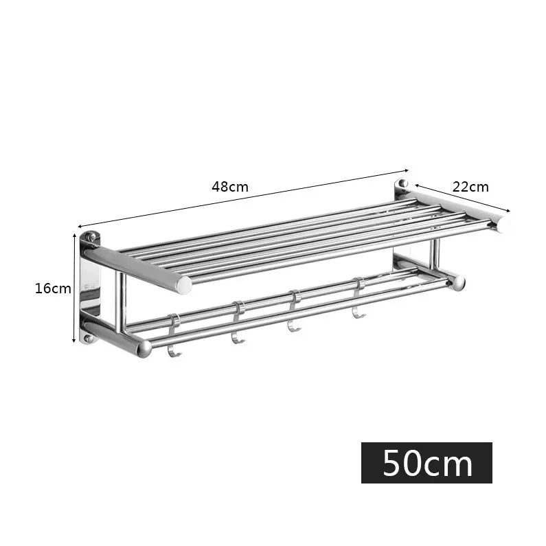 Wall-Mounted Stainless Steel Towel Holder – Space-Saving, Home Organization