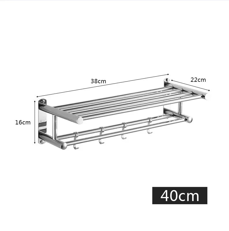 Wall-Mounted Stainless Steel Towel Holder – Space-Saving, Home Organization