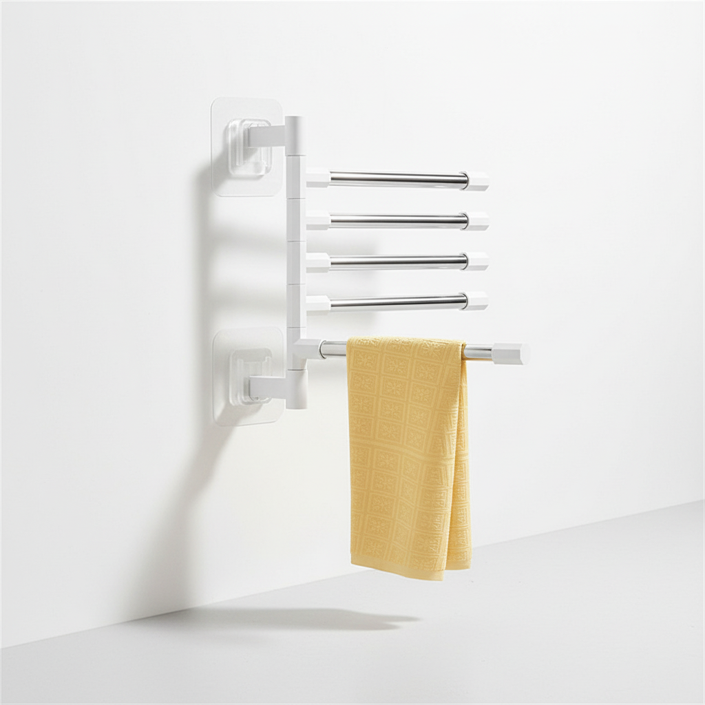 Wall-Mounted Swivel Towel Holder – Space-Saving, Bathroom Organization