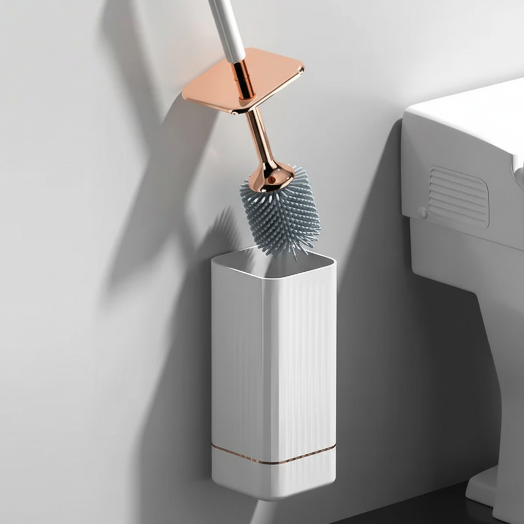 Wall-Mounted Toilet Brush Plastic – Bathroom Organization, Space-Saving