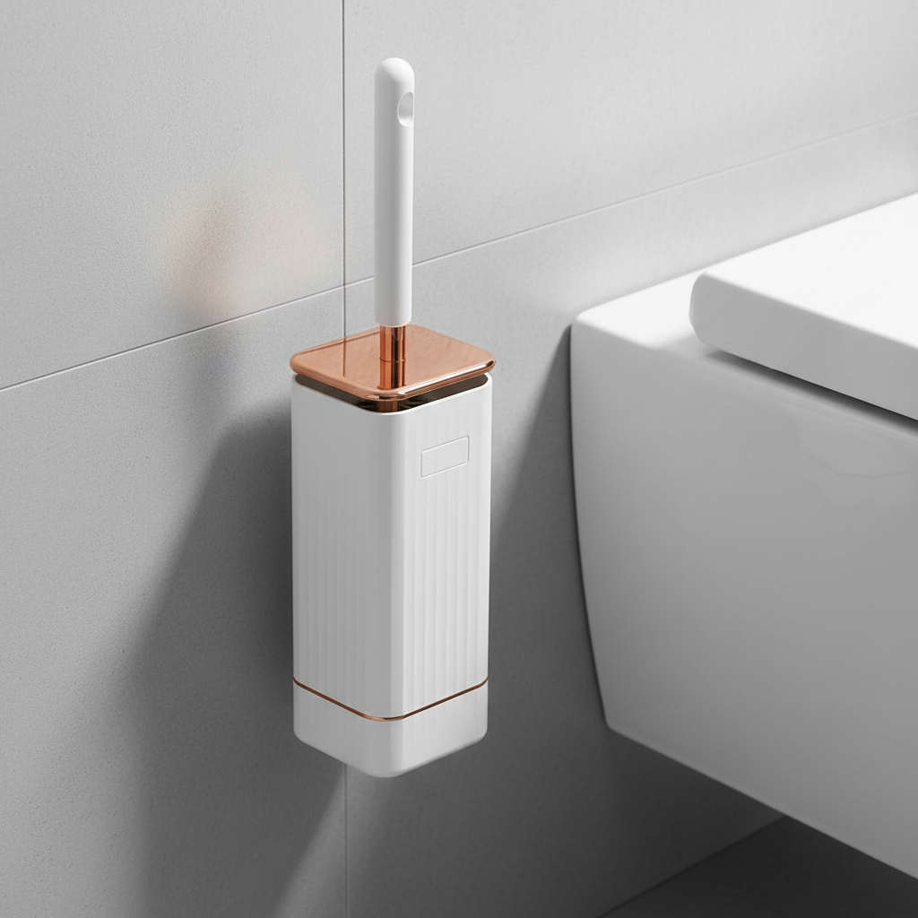 Wall-Mounted Toilet Brush Plastic – Bathroom Organization, Space-Saving