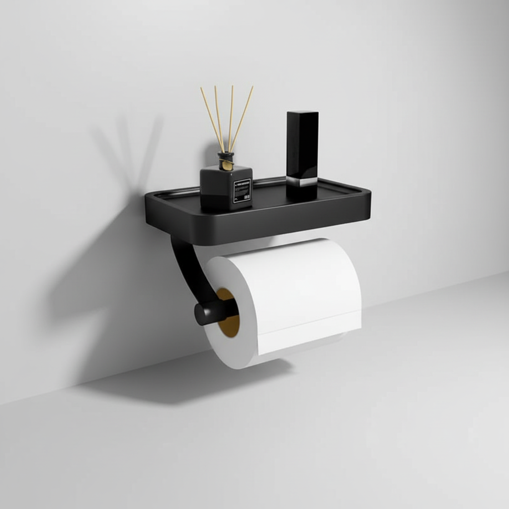 Wall-Mounted Toilet Paper Holder – Space-Saving, Bathroom Organization