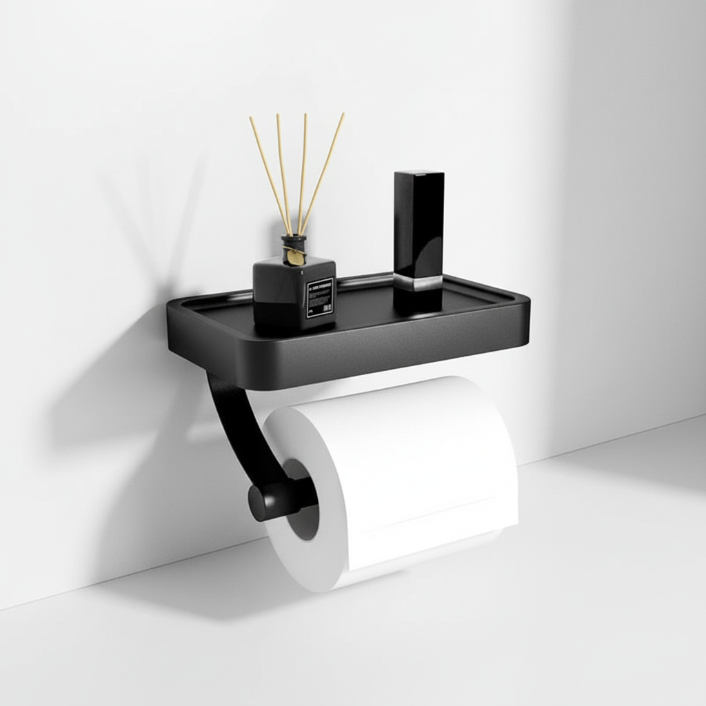 Wall-Mounted Toilet Paper Holder – Space-Saving, Bathroom Organization