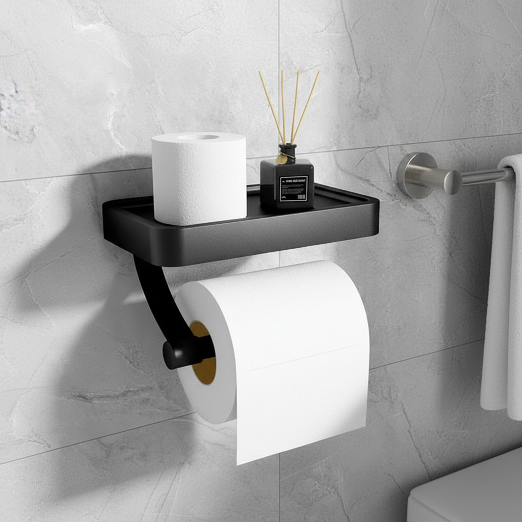 Wall-Mounted Toilet Paper Holder – Space-Saving, Bathroom Organization