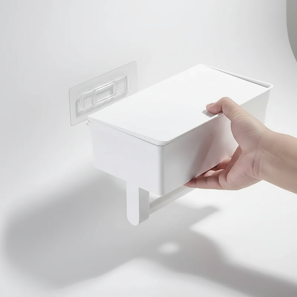 Wall-Mounted Toilet Paper Holder – Space-Saving, Home Organization