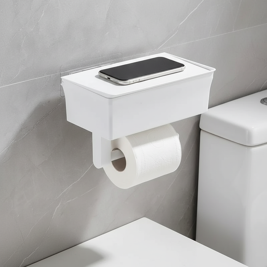 Wall-Mounted Toilet Paper Holder – Space-Saving, Home Organization